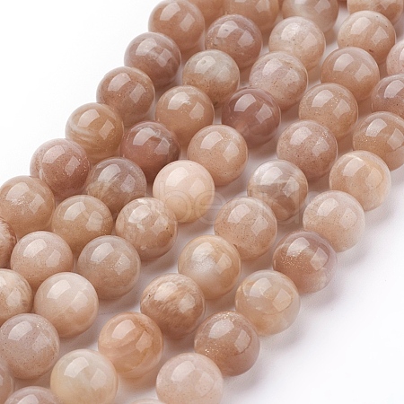 Natural Sunstone Beads Strands X-G-G099-10mm-14-1