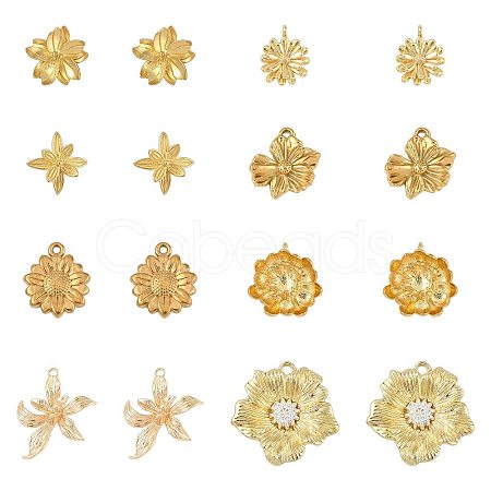 16Pcs 8 Styles Alloy & Brass & 304 Stainless Steel Pendants FIND-FS0004-37-1