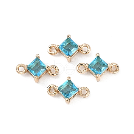 Brass Pave Glass Rhombus Links Connector Charms X1-GLAA-Q088-001C-1