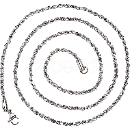 10Pcs 304 Stainless Steel Rope Chain Necklaces for Men Women NJEW-BC0001-07-1