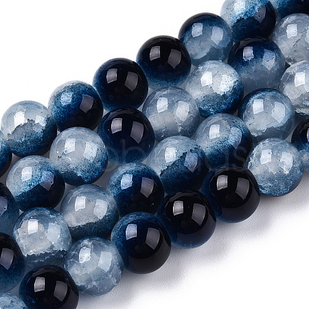 Crackle Baking Paint Imitation Jade Glass Beads Strands DGLA-T003-10mm-15-1