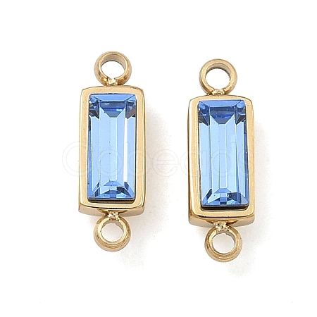 Birthstone 304 Stainless Steel Rhinestone Connector Charms STAS-L022-576G-09-1