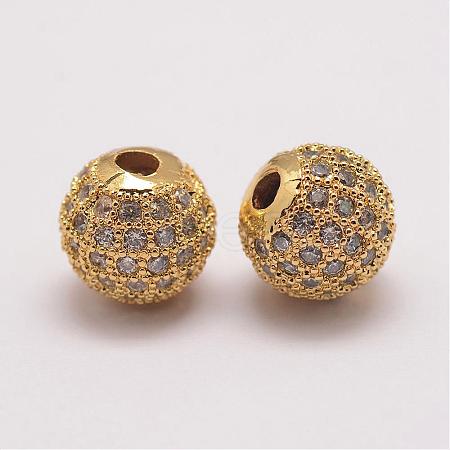 Brass Micro Pave Cubic Zirconia Beads ZIRC-E110-07G-1