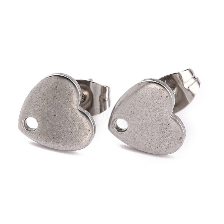 Non-Tarnish Heart Shape 304 Stainless Steel Stud Earring Findings LS-EJEW-O104-13P-1