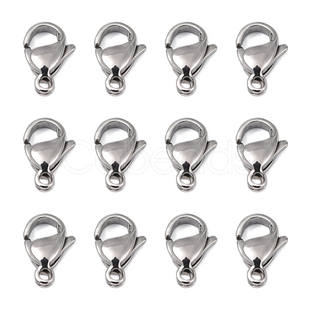 Tarnish Resistant Polished 316 Surgical Stainless Steel Lobster Claw Clasps X-STAS-R072-12A-1