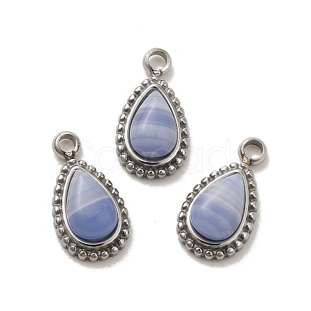 Natural Blue Lace Agate Teardrop Charms STAS-B074-04P-02-1