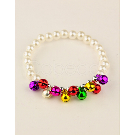 Fashion Imitation Acrylic Pearl Stretchy Bracelets for Kids BJEW-JB01056-01-1