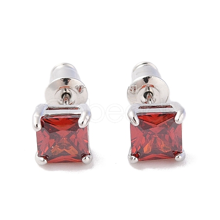 Rack Plating Brass Micro Pave Cubic Zirconia Stud Earrings EJEW-I304-01P-02-1