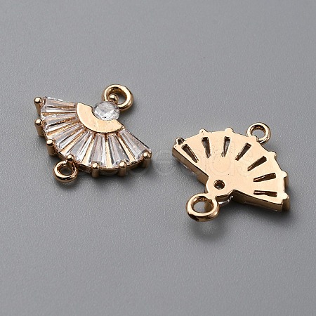 Brass Pave Clear Cubic Zirconia Connector Charms ZIRC-WH0001-04-1