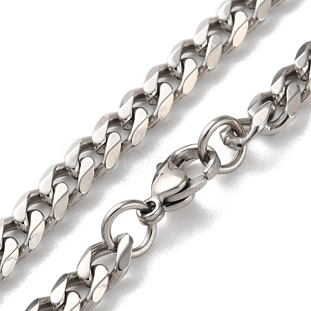 304 Stainless Steel Cuban Link Chain Necklaces for Men NJEW-B117-01E-P-1