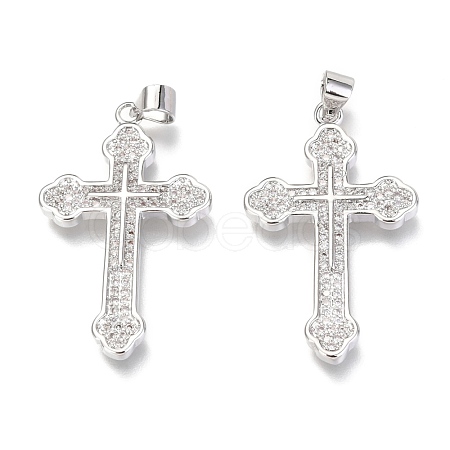 Brass Micro Pave Clear Cubic Zirconia Pendants ZIRC-O038-05P-1