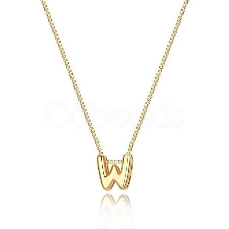 Brass Initial Pendant Box Chain Necklaces for Women FS-WG5C822-23-1
