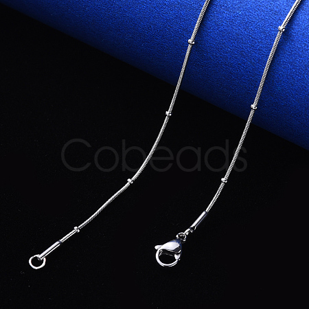 Non-Tarnish 304 Stainless Steel Round Snake Chain Necklace NJEW-S420-009C-P-1