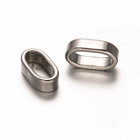 Oval 201 Stainless Steel Slide Charms STAS-D111-57-1