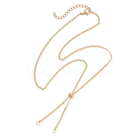 2MM Brass Curb Chain Slider Necklace Making AJEW-JB01545-03-1
