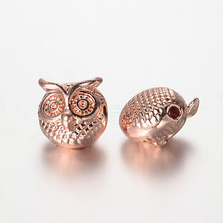 Owl Alloy Beads PALLOY-L161-04RG-1