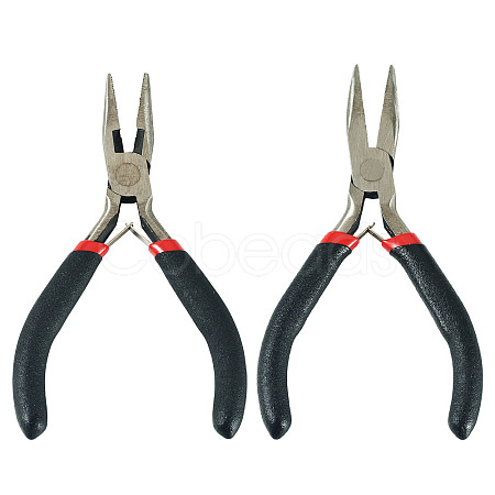 2Pcs 2 Styles Carbon Steel Chain Nose Pliers for Jewelry Making Supplies TOOL-TADJ0001-07-1
