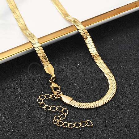 Ion Plating(IP) 201 Stainless Steel Herringbone Chain Necklaces NJEW-M187-06G-1