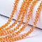 Electroplate Glass Beads Strands, AB Color Plated, Faceted, Rondelle, Dark Orange, 8x6mm, Hole: 1mm, about 63~65pcs/strand, 39~40cm