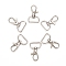 Zinc Alloy Swivel D Rings Lobster Claw Clasps, Swivel Snap Hook, Platinum, 38x24mm, Hole: 8x20mm