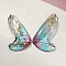 Gradient Color Transparent Resin Pendants, Butterfly Wing Charms with Gold Foil, Cyan, 19x11.5x2mm