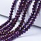 Electroplate Transparent Glass Beads Strands, Full Plated, Faceted, Rondelle, Purple Plated, 2.9~3.3x2mm, Hole: 0.8mm, about 145~150pcs/strand, 34~35cm