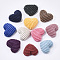 Corduroy Cloth Fabric Covered Cabochons, with Aluminum Bottom, Heart, Mixed Color, 14~15x16~17x6~7mm