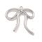 Rack Plating Alloy Pendants, Bowknot Charms, Platinum, 35x35x5mm, Hole: 2mm