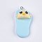 Handmade Polymer Clay Pendants, with Iron Findings, Slipper with Chick, Platinum, Sky Blue, 42~43x19~20x11~14mm, Hole: 1.5mm