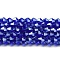 Transparent Electroplate Glass Beads Strands, Pearl Luster Plated, Faceted, Bicone, Dark Blue, 3.5~3.8mm, about 113~115pcs/strand, 36~36.5cm