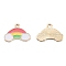 Alloy Enamel Pendants, Lead Free & Cadmium Free, Light Gold, Rainbow Charm, Colorful, 14x19.5x1mm, Hole: 1.8mm