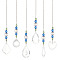 AHADERMAKER 6Pcs 6 Style Transparent Glass Pendant Decorations, Hanging Sun Catchers, with Glass Beads, for Home Decoration, Mixed Shapes, 229~250mm, 1pc/style