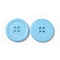 Resin Buttons, Dyed, Flat Round, Cyan, 30x3mm, Hole: 3mm, 98pcs/bag