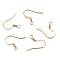 Brass Earring Hooks, Ear Wire, with Horizontal Loop, Real 24K Gold Plated, 16~18x16~18x1.5mm, Hole: 2mm, 20 Gauge, Pin: 0.8mm