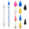 SUPERFINDINGS 2Pcs Plastic Nail Art Rhinestones Pickers Pens, with 10Pcs Wax & Stainless Steel Pen Head, Nail Art Dotting Tools, Mixed Color, 14.4x1cm