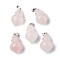 Natural Rose Quartz Pendants, Pointed Bottle Charms, with Platinum Plated Iron Snap on Bails, 32.5~35x16~17mm, Hole: 3x5.5mm