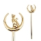 Ancient-Costume Style Alloy Hair Sticks, Cat Hair Pins Hair Chopsticks, Golden, 180x45mm