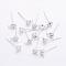 Silver Color Plated Brass Post Earring Findings, with Loop and Rhinestone, Silver Color Plated, 15x4x0.8mm, Hole: 0.5mm