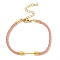 Braided Nylon Cord Bracelet Making, with Golden Tone 304 Stainless Steel Lobster Claw Clasps and Brass Findings, Pink, 6-7/8 inch(17.5cm), Pin: 1mm