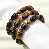 Natural Tiger Eye Oval and Round Beaded Stretch Bracelets for Women GG-CBA3F02-13B-3