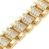 Rack Plating Brass Pave Clear Cubic Zirconia Rectangle Link Chain Bracelets for Women BJEW-R317-16G-3