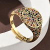 Brass Micro Pave Cubic Zirconia Cuff Rings for Women RJEW-A069-13G-01-1