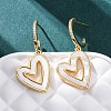Heart Brass Micro Pave Clear Cubic Zirconia Dangle Stud Earrings KK-D363-12C-G-5
