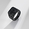 Square with Cross Pattern 304 Stainless Steel Finger Rings for Men FS-WGAC6B1-10-1