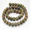 Frosted Round Natural Unakite Bead Strands G-J276-59-8mm-2