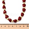 Brass & ABS Imitation Pearl Heart and Round Beaded Necklaces for Women NJEW-D314-11C-G-5