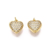 Brass Micro Pave Cubic Zirconia Heart Charms KK-N287-35G-1