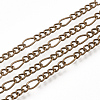 Brass Coated Iron Figaro Chain Necklace Making MAK-T006-03R-2