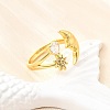 Ocean Theme Brass Micro Pave Cubic Zirconia Cuff Rings for Women RJEW-F184-17C-G-4
