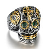 Two Tone 316 Surgical Stainless Steel Skull with Cross Finger Ring SKUL-PW0002-033E-GP-1